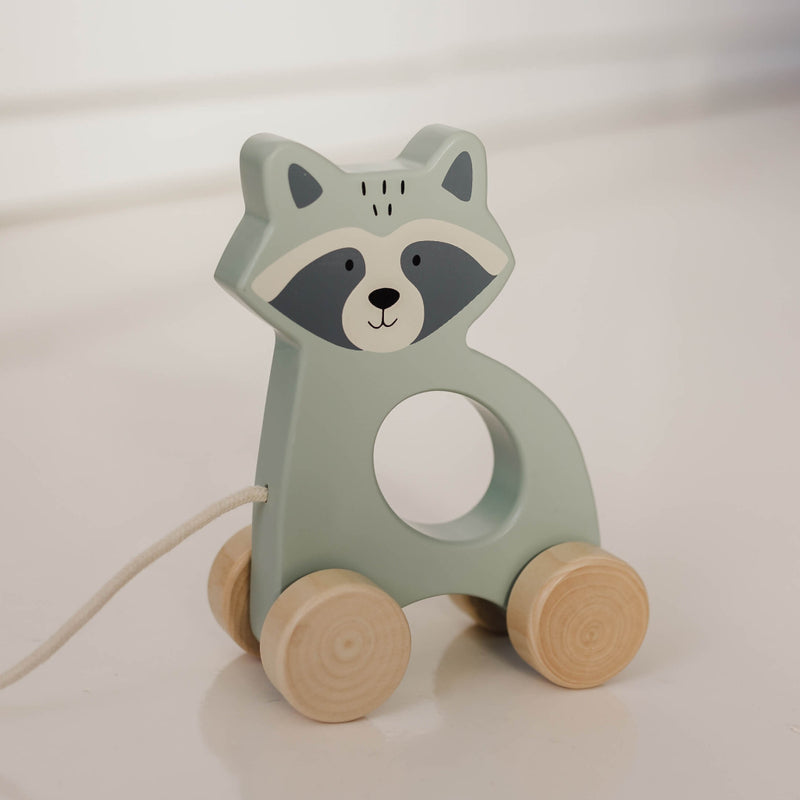 Bubble  Wooden Raccoon Pull Along Toy