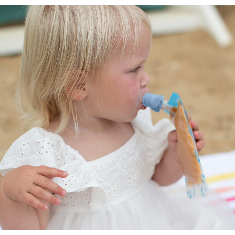 Cherub Baby Silicone Food Pouch Soft Spouts - Blue & Sage