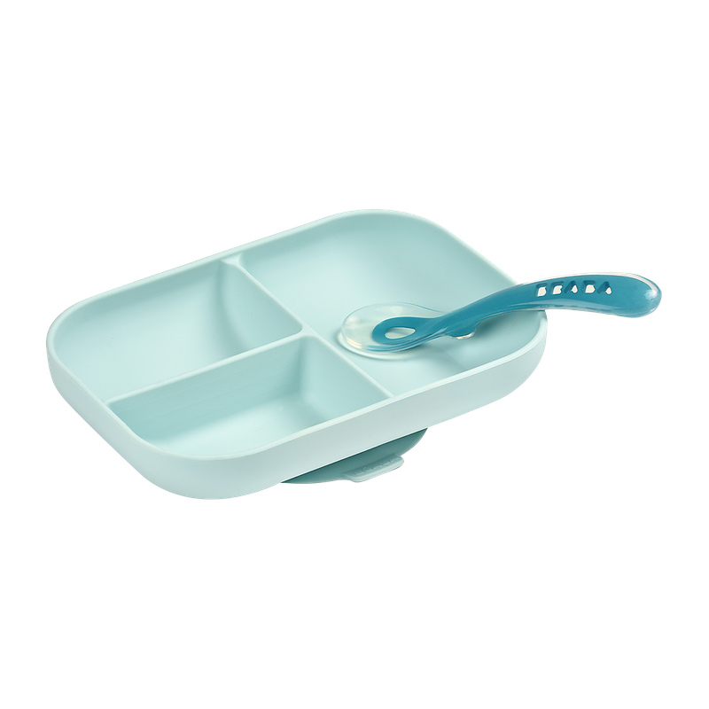 Beaba Divided Silicone Plate and Spoon Set