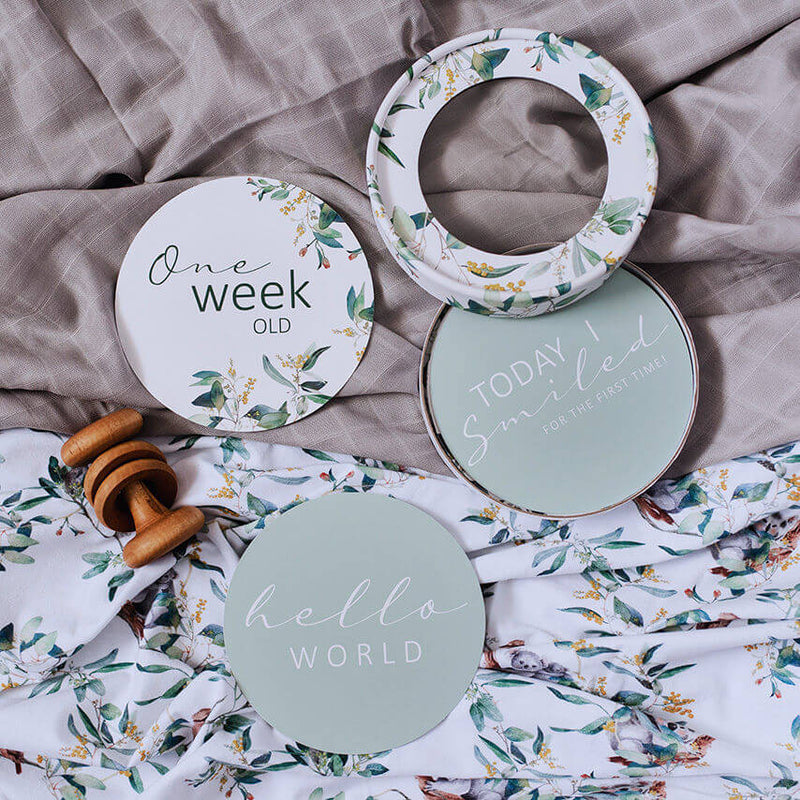 Snuggle Hunny Eucalypt & Sage Reversible Milestone Cards