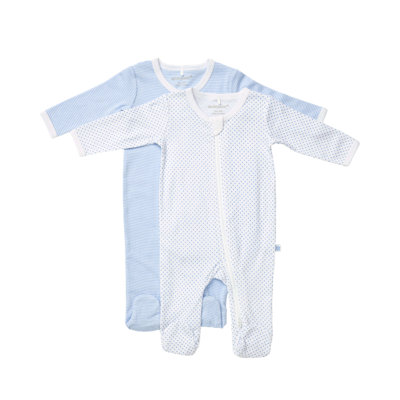 Everyday Essentials Blue Spot and Stripe Zipsuit 2 Pack