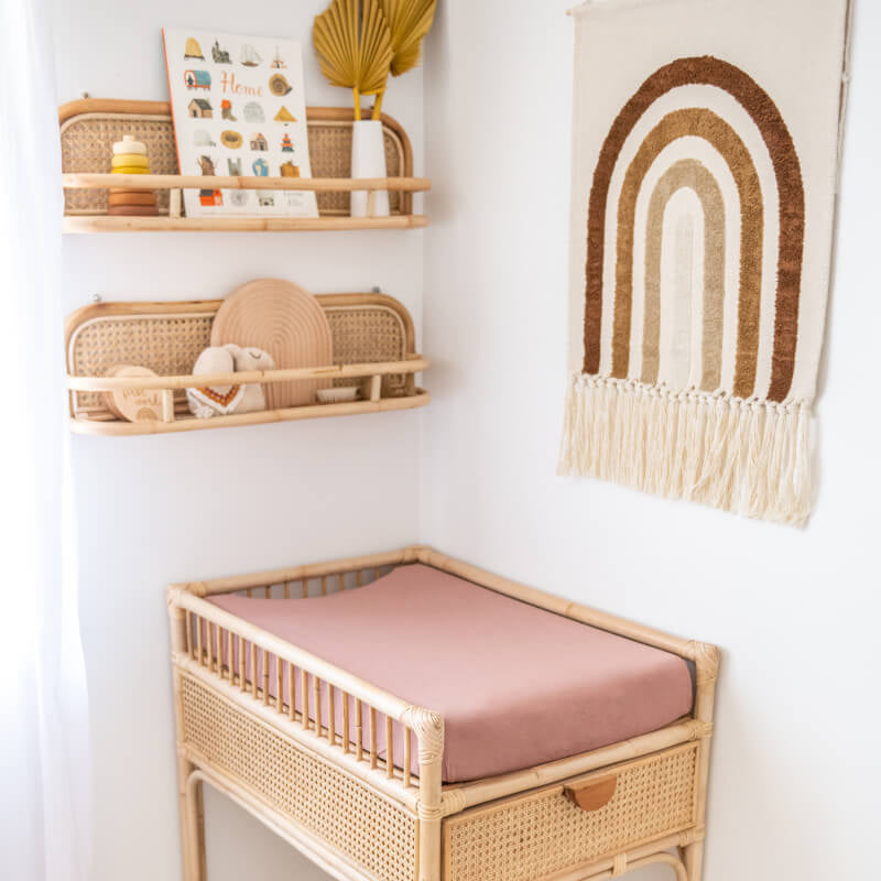 KIIN BABY Organic Fitted Bassinet/Change Pad Sheet - Heather