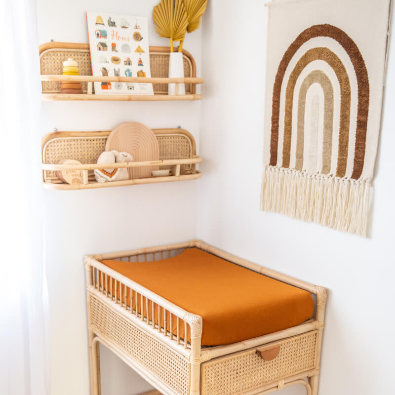 KIIN BABY Organic Fitted Bassinet/Change Pad Sheet - Rust