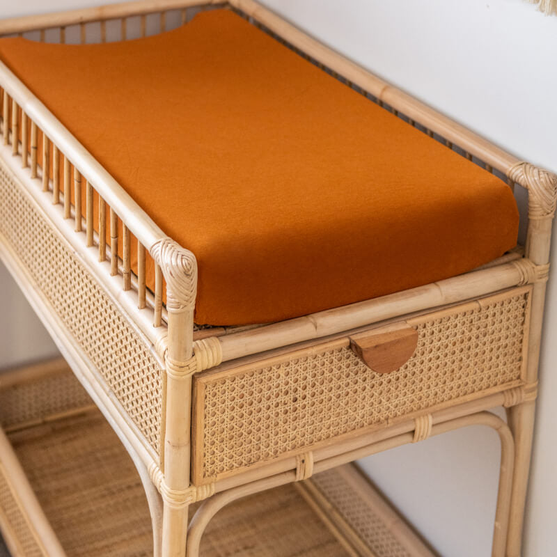 Organic Fitted Bassinet/Change Pad Sheet - Rust
