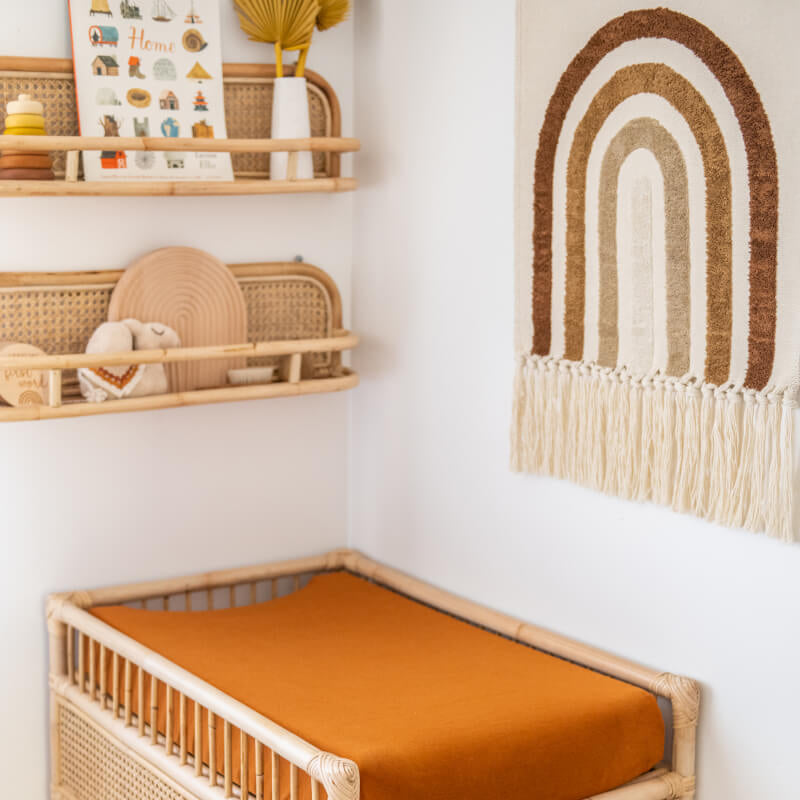 Organic Fitted Bassinet/Change Pad Sheet - Rust