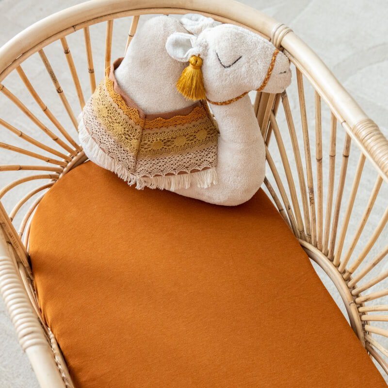 Organic Fitted Bassinet/Change Pad Sheet - Rust