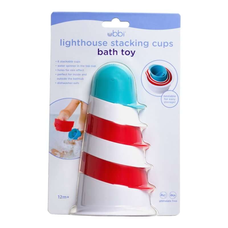 Ubbi Lighthouse Stacking Cups Bath Toy
