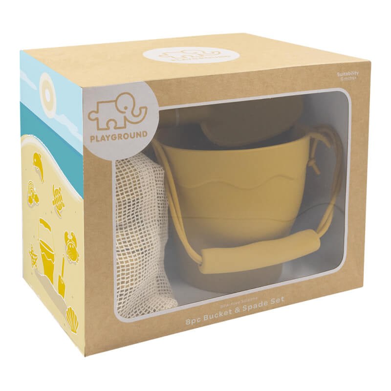 Living Textiles Playground Silicone 8Pc Bucket & Spade Set - Sunshine