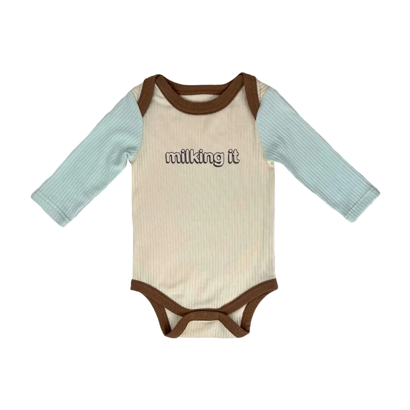 Banabae Milking It Organic Cotton Long Sleeve Onesie