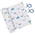 Muslin Swaddle & Pram Pegs - Whales