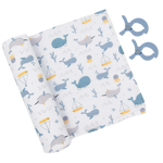 Muslin Swaddle & Pram Pegs - Whales