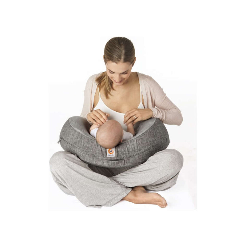 Natural Curve Nursing Pillow - Heathered Grey