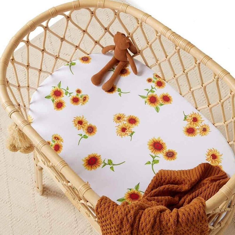 Organic Bassinet Sheet / Change Pad Cover - Sunflower