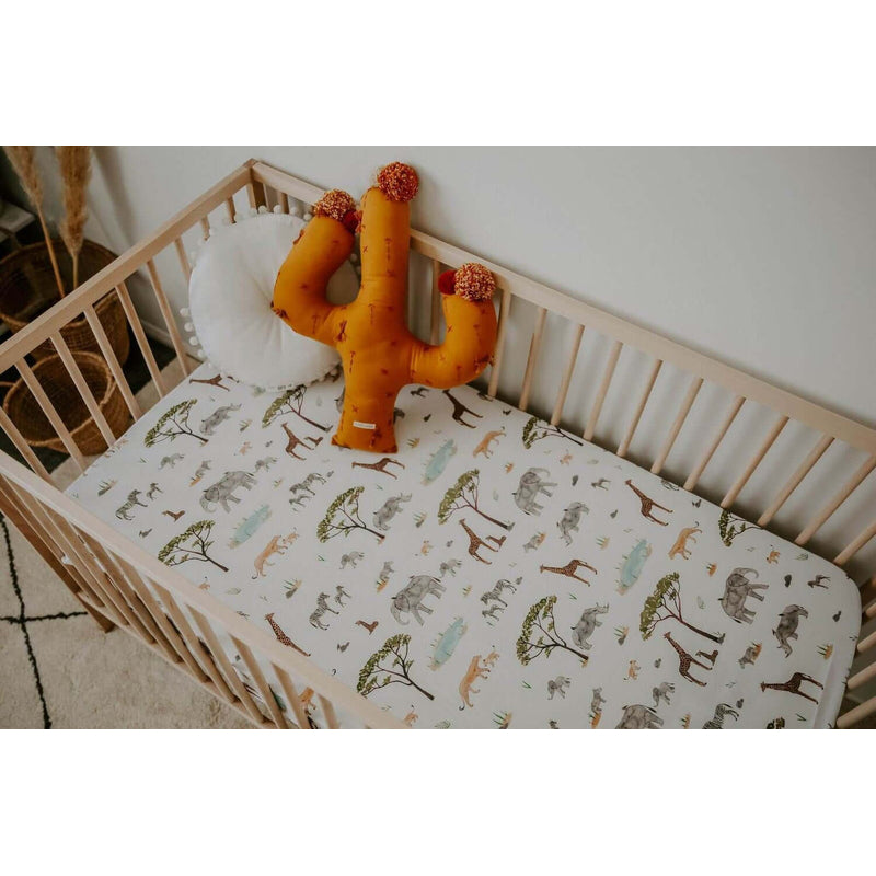 Snuggle Hunny Organic Fitted Cot Sheet - Safari