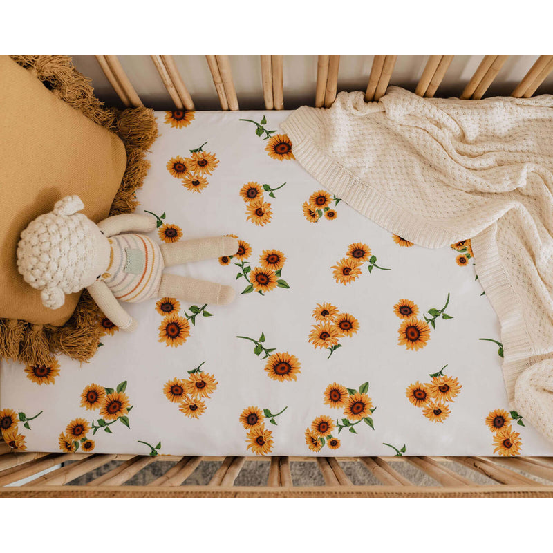 Snuggle Hunny Organic Fitted Cot Sheet - Sunflower