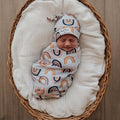 Organic Snuggle Swaddle & Beanie Set - Sunset Rainbow
