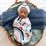 Organic Snuggle Swaddle & Beanie Set - Sunset Rainbow