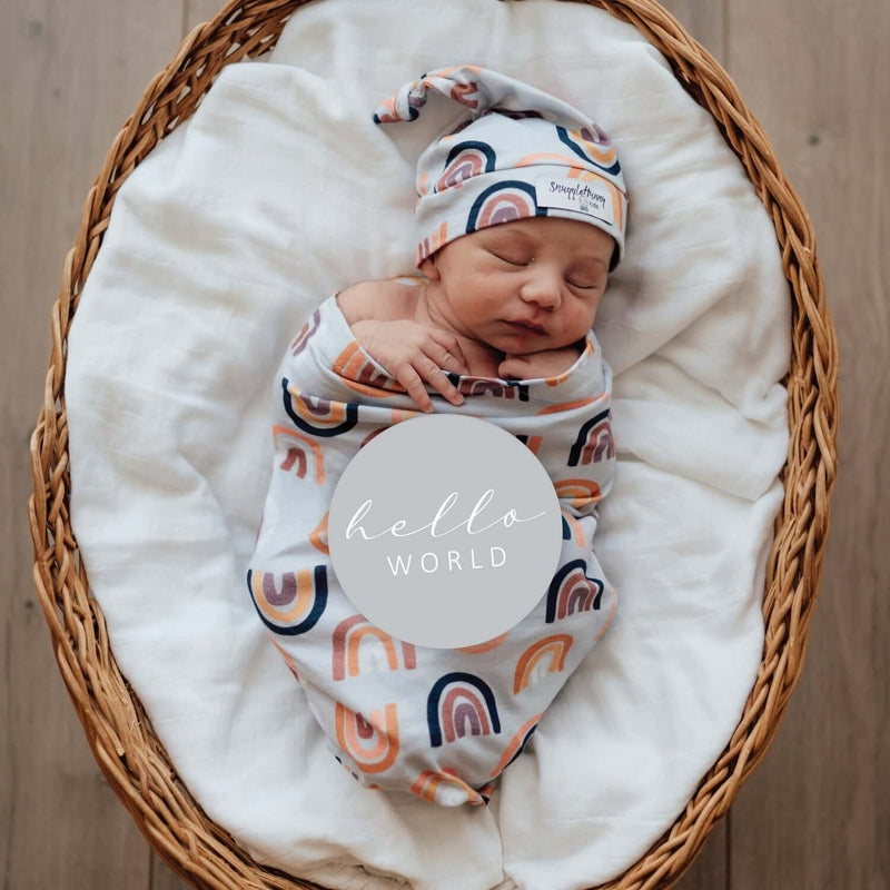 Snuggle Hunny Organic Snuggle Swaddle & Beanie Set - Sunset Rainbow