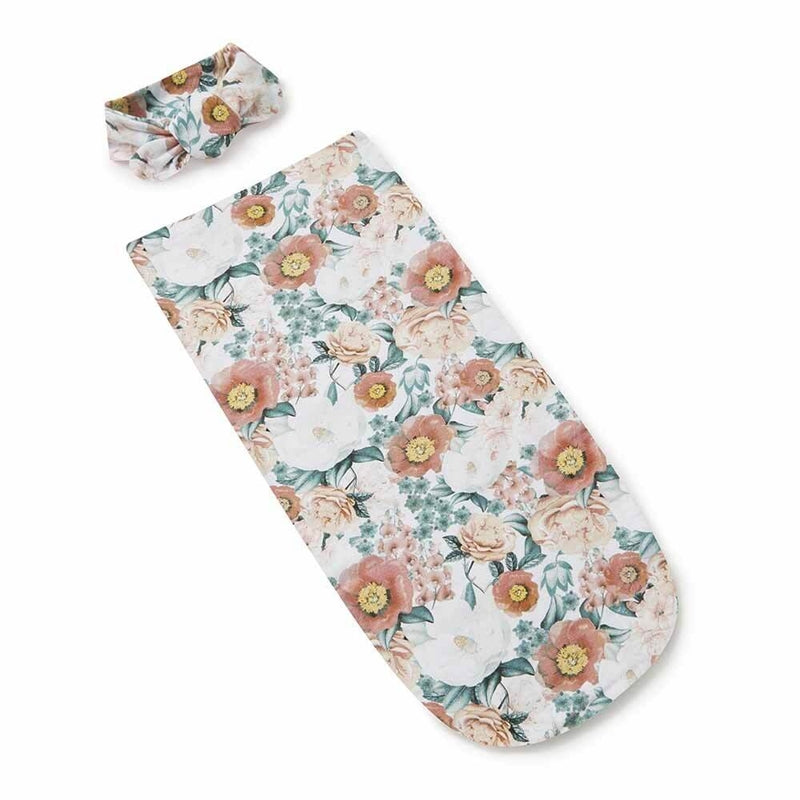 Organic Snuggle Swaddle & Topknot Set - Florence