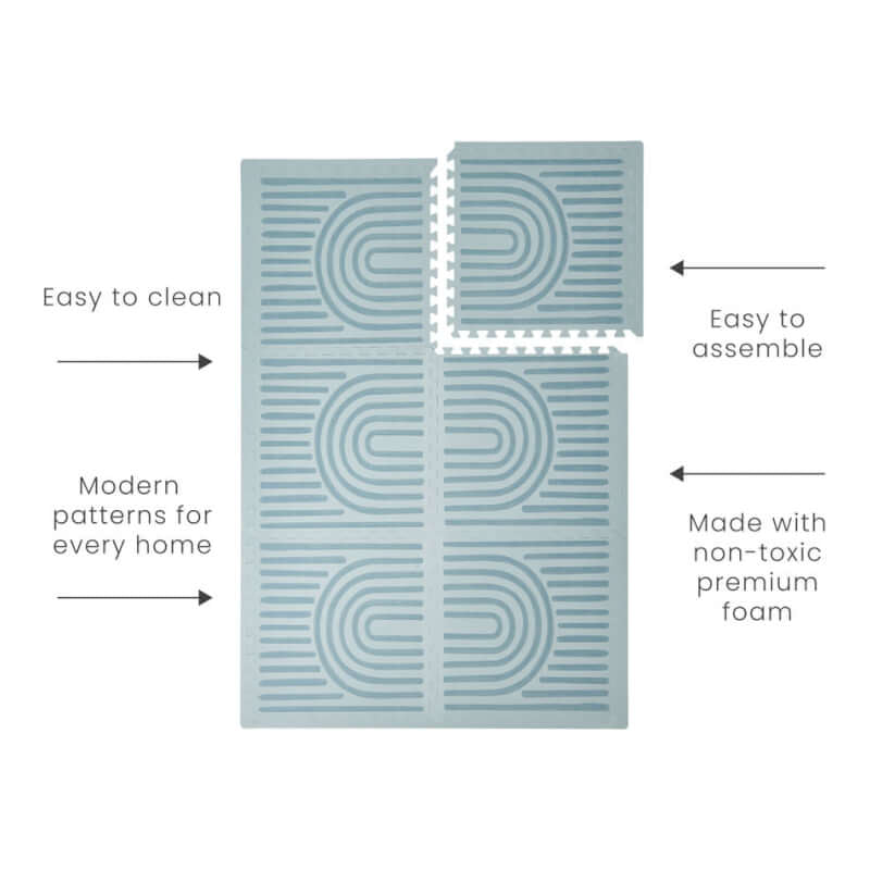 Toddlekind Premium Foam Play Mats 120x180cm - Linear Collection - Mineral