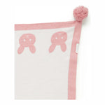 Border Pom Pom Blanket - Crabapple Melange Bunny
