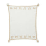 Border Pom Pom Blanket - Latte Melange Bear