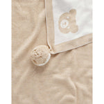 Border Pom Pom Blanket - Latte Melange Bear
