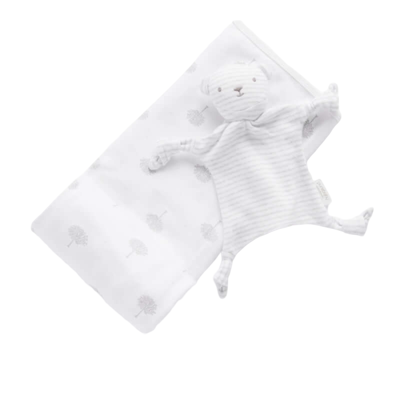 Purebaby Bunny Rug & Snookie Pack - Pale Grey Tree