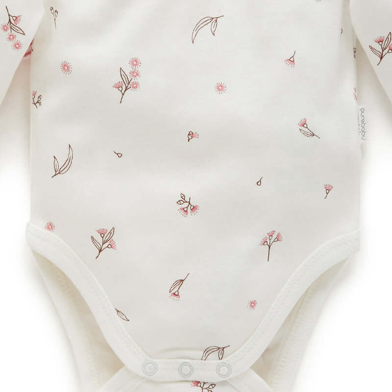 Purebaby Easy Neck L/S Bodysuit 2 Pack - Vanilla Blossom Pack (0000)