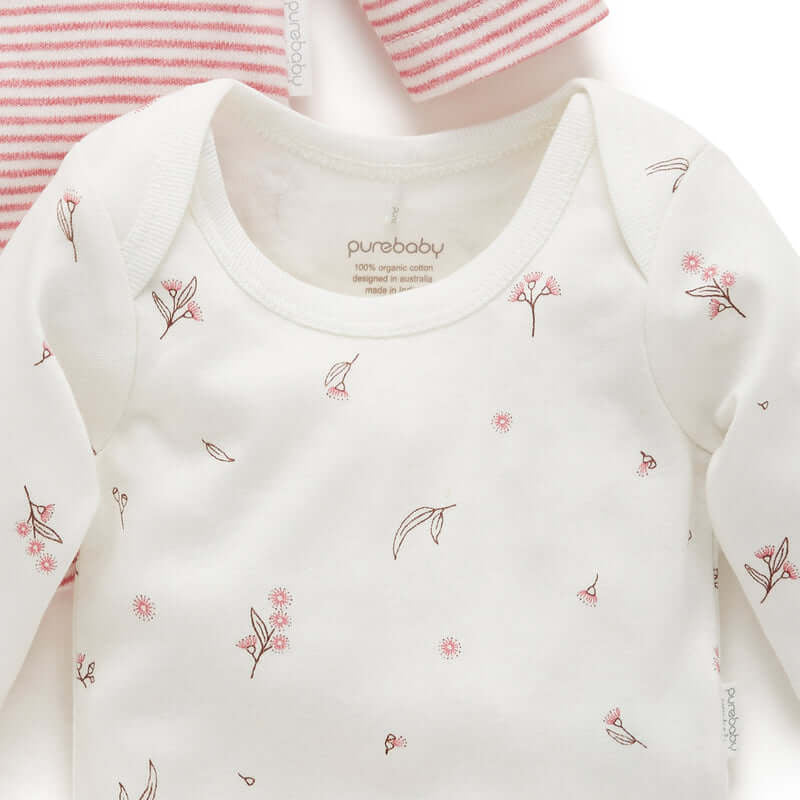 Purebaby Easy Neck L/S Bodysuit 2 Pack - Vanilla Blossom Pack (0000)