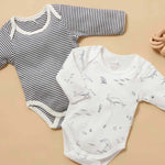 Easy Neck L/S Bodysuit 2 Pack - Vanilla Nautical Pack (0000)