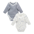Easy Neck L/S Bodysuit 2 Pack - Vanilla Nautical Pack (0000)