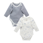 Easy Neck L/S Bodysuit 2 Pack - Vanilla Nautical Pack (0000)