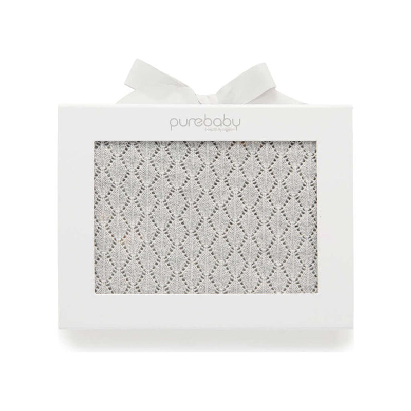 Purebaby Eyelet Blanket - Pale Grey Melange