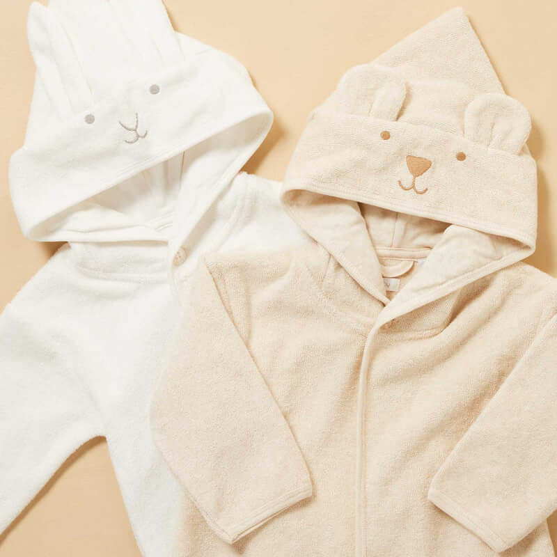 Purebaby Hooded Bathrobe - Vanilla Bunny (6M-12M)