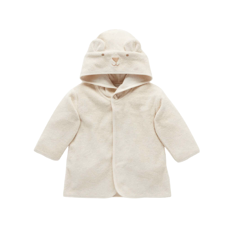Purebaby Hooded Bathrobe - Wheat Melange Bear (12m-24m)