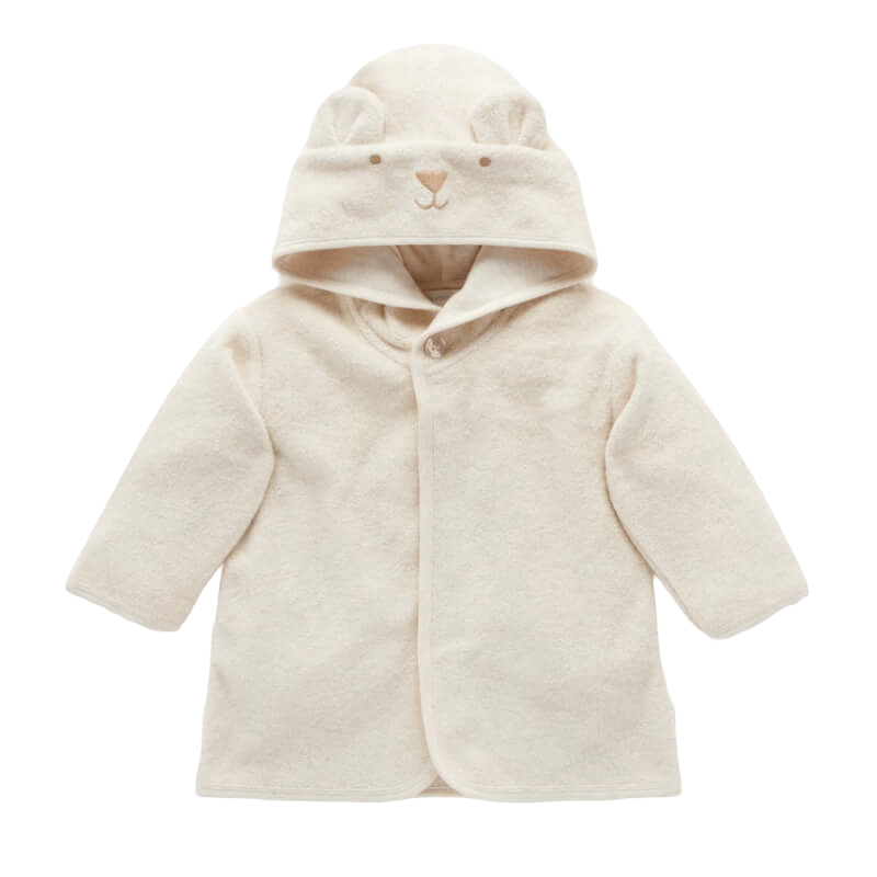 Purebaby Hooded Bathrobe - Wheat Melange Bear
