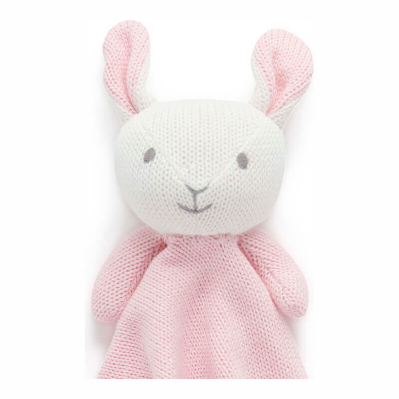 Purebaby Knitted Rabbit Comforter - Pink