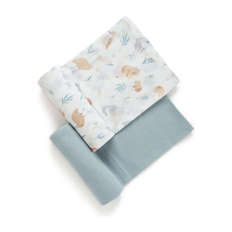 Purebaby Muslin Wrap Hamper - Eucalyptus Friends Pack
