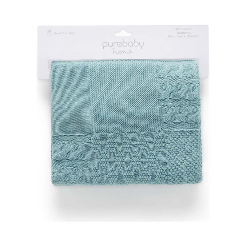 Purebaby Textured Patchwork Blanket - Sage