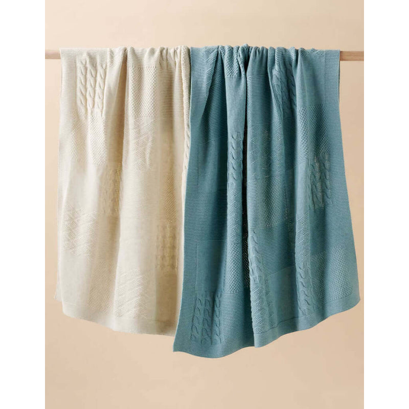 Textured Patchwork Blanket - Wheat Melange
