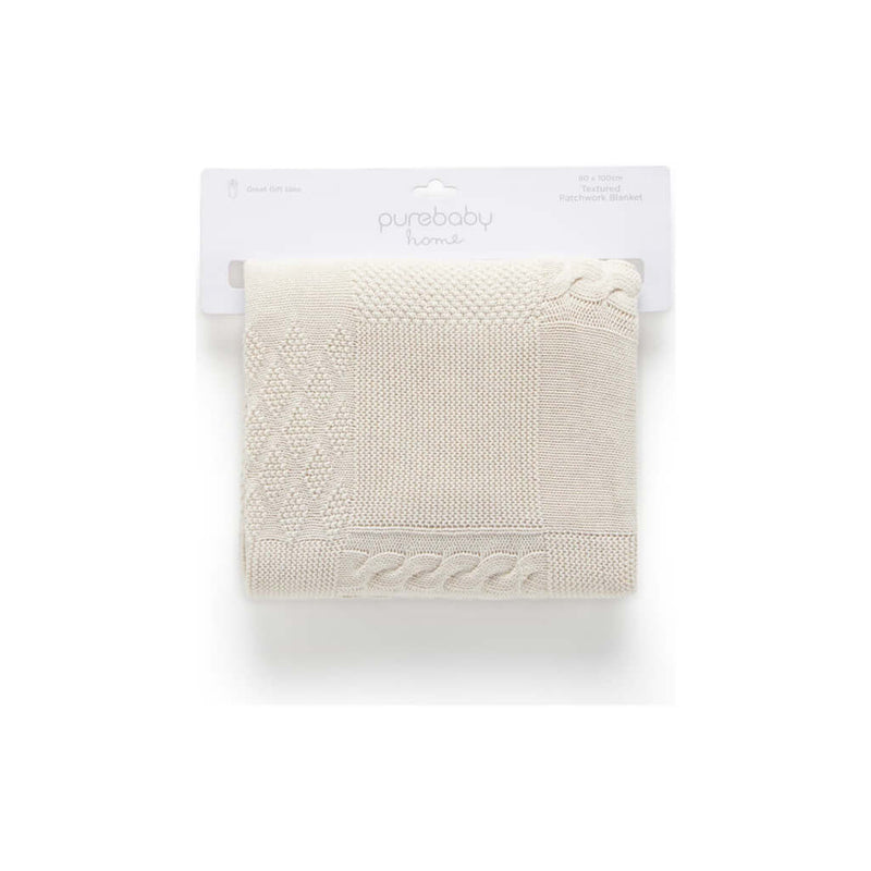 Purebaby Textured Patchwork Blanket - Wheat Melange