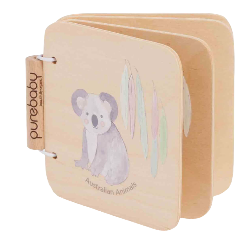 Purebaby Wooden Book Australian Animal - Natural