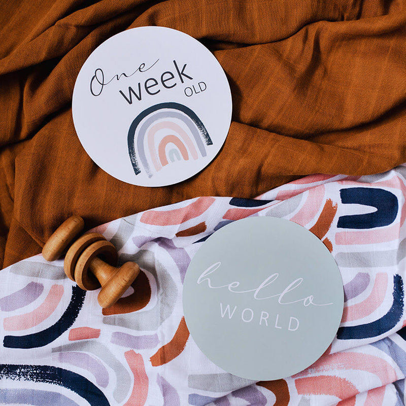 Snuggle Hunny Rainbow Baby & Sage Reversible Milestone Cards