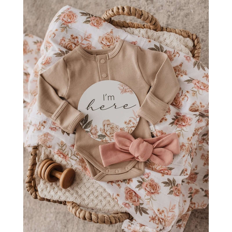 Snuggle Hunny Rosette & Pink Sand Reversible Milestone Cards