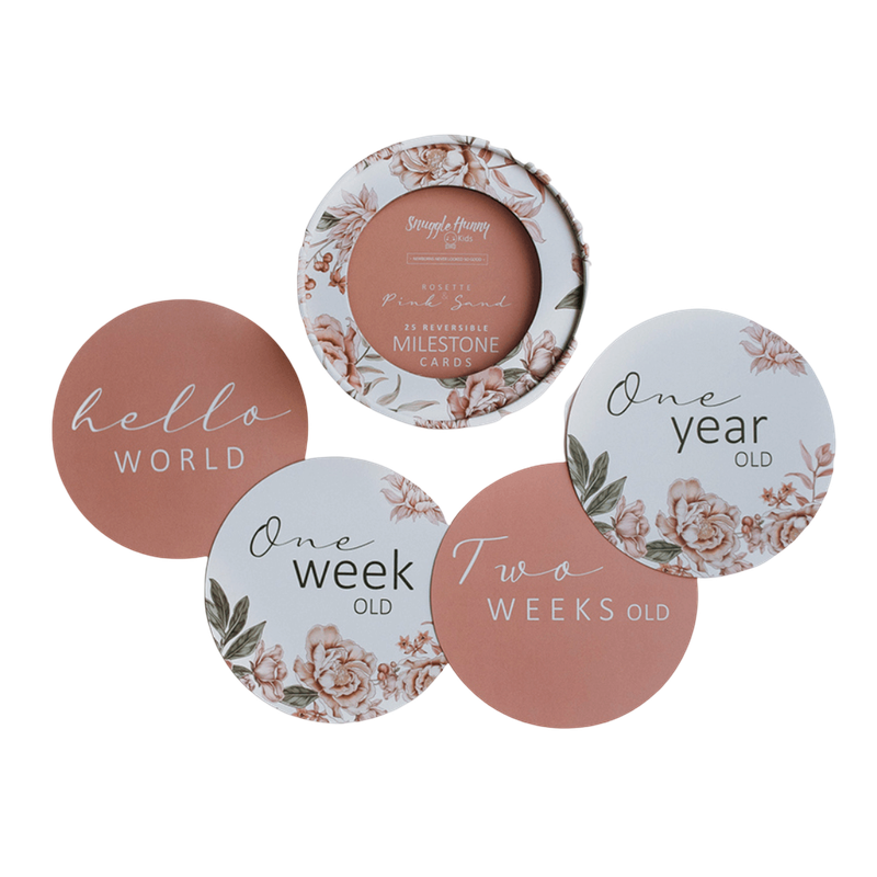 Snuggle Hunny Rosette & Pink Sand Reversible Milestone Cards