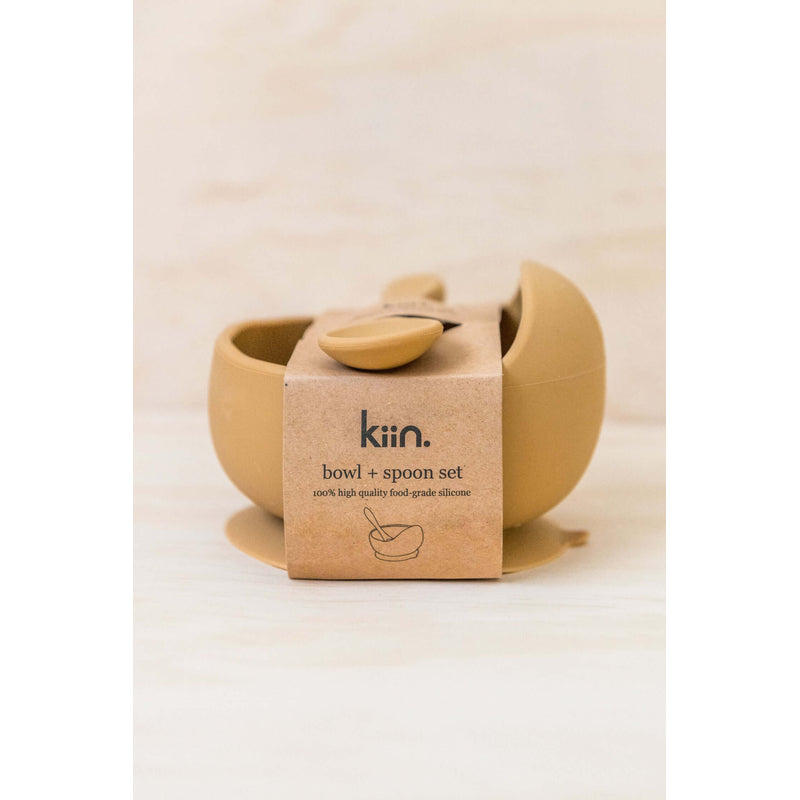 KIIN BABY Silicone Bowl + Spoon Set - Tan