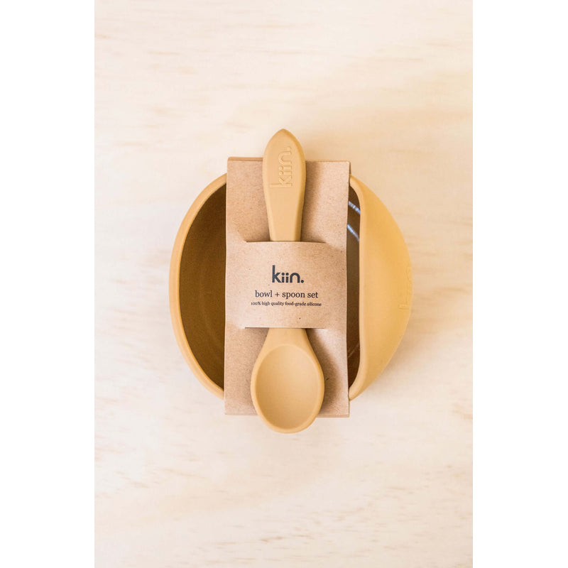 KIIN BABY Silicone Bowl + Spoon Set - Tan
