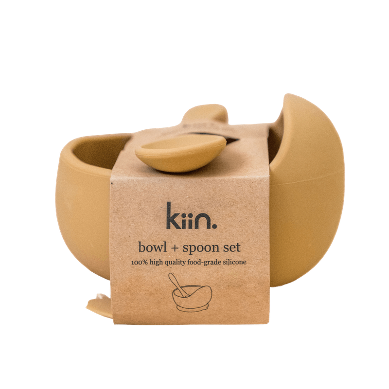 KIIN BABY Silicone Bowl + Spoon Set - Tan