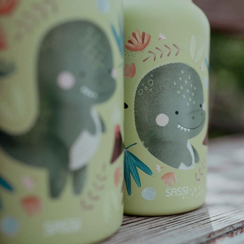 Sassi Stainless Steel Drink Bottle 500ml - Cracky the Dinosaur